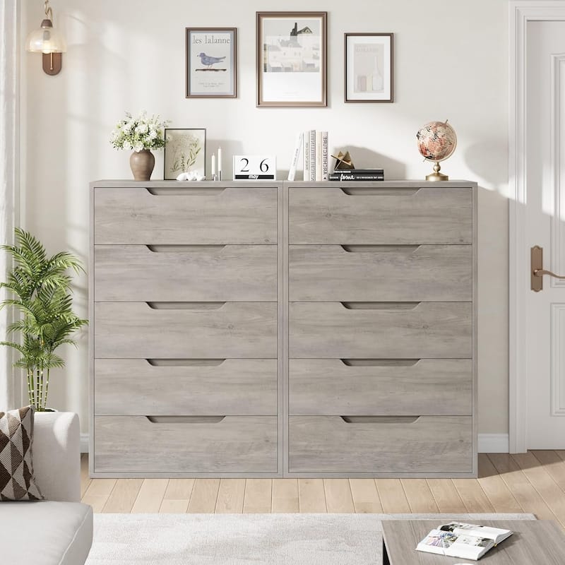 5-Drawer Dresser for Bedroom, 50" Tall Freestanding Vertical Wooden Chest Storage