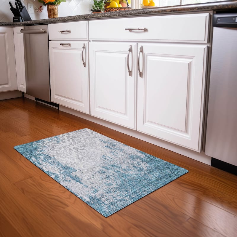 Premium Washable Super Soft Chic Soho Mayfield Rug - Teal - 1'8" x 2'6"