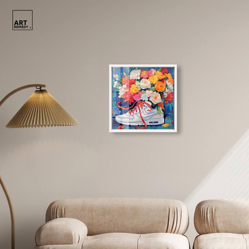 Whimsical Sneaker with Flowers Shadowbox by Art Remedy