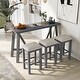 preview thumbnail 10 of 20, Home Kitchen Dining Bar Table Set with 3 Padded Stools Multi-Functional Solid Wood Breakfast Nook with USB Ports & Power Strip