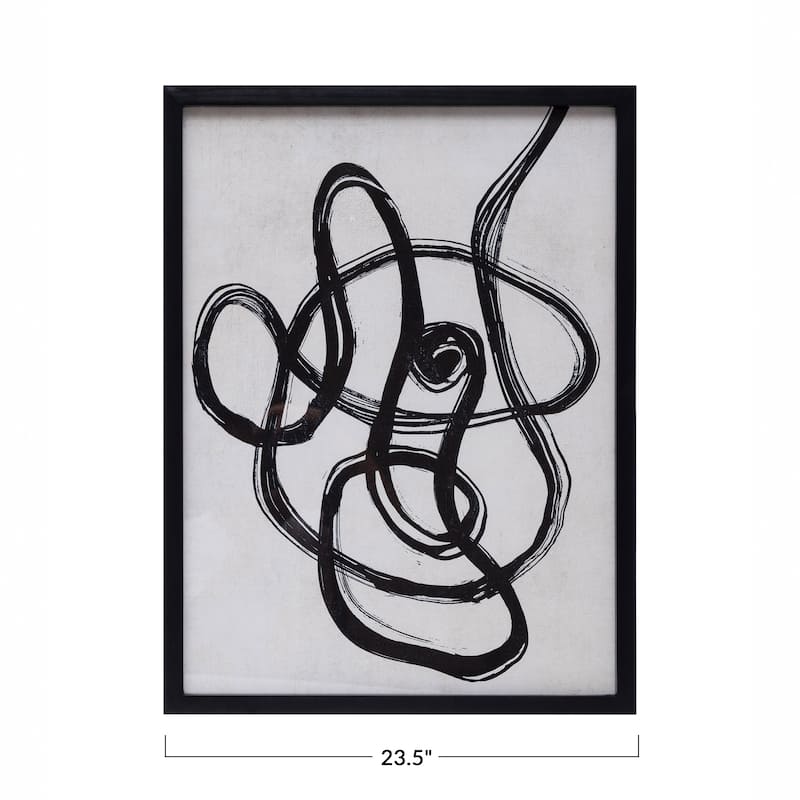Wood Framed Glass Wall Décor with Abstract Print