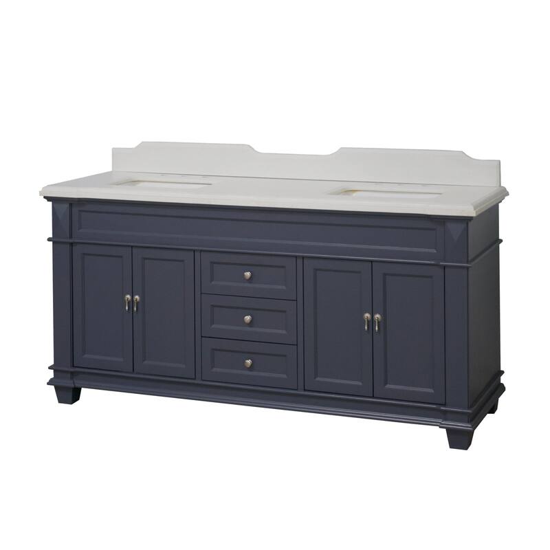 KitchenBathCollection Elizabeth 72" Double Bathroom Vanity with Quartz Top