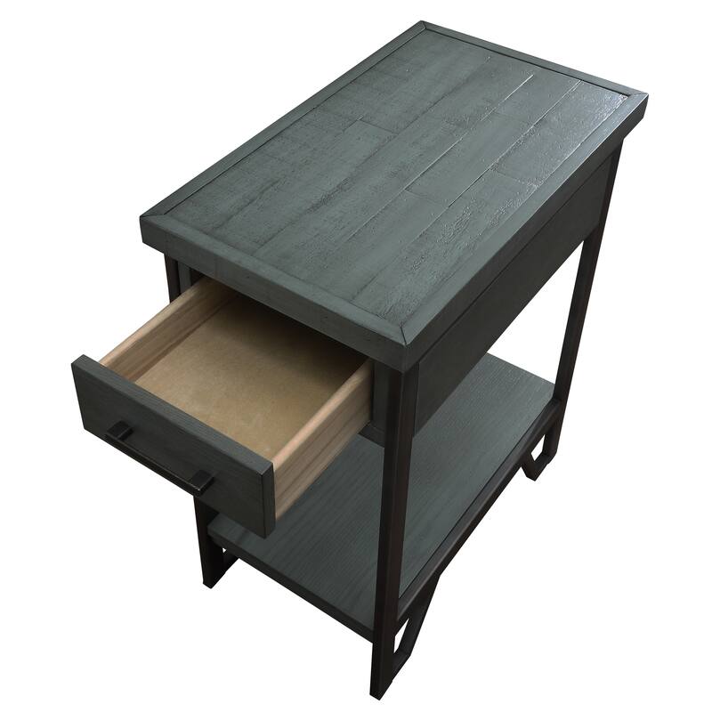 Hatfield Industrial 12-inch Metal 1-shelf 1-drawer Compact End Table with USB Ports
