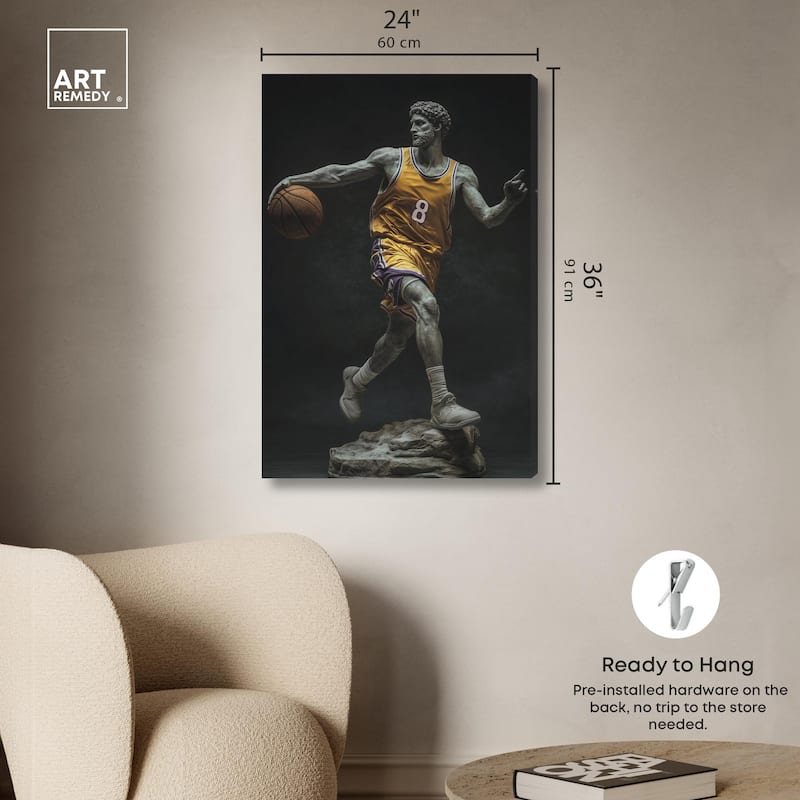 Basketball Yellow Uniform Canvas by Art Remedy, Gallery Wrapped