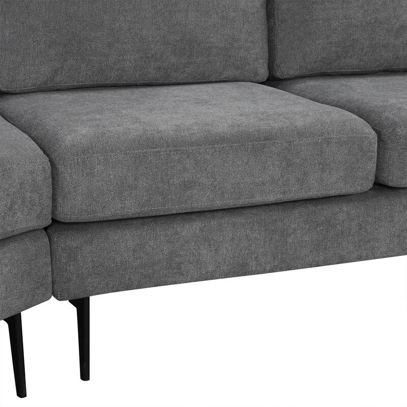 Upholstered 3-Seater Sofa Curved Sofa Couch With Two Printed Pillows
