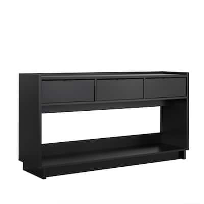 Prepac Simply Modern 60.25" W Entryway Table, Narrow Console Table with 3 Drawers, Media Console Table with Storage
