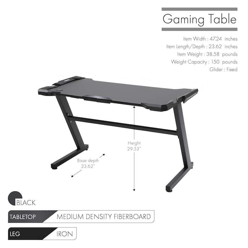 Quico Gaming Desk, Carbon Fiber Top and Z-shaped Iron Legs