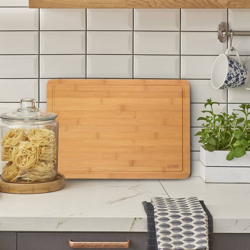 Commercial Chef Cutting Board for Serving Meats, Cheese and Vegetables, Bamboo (Large)