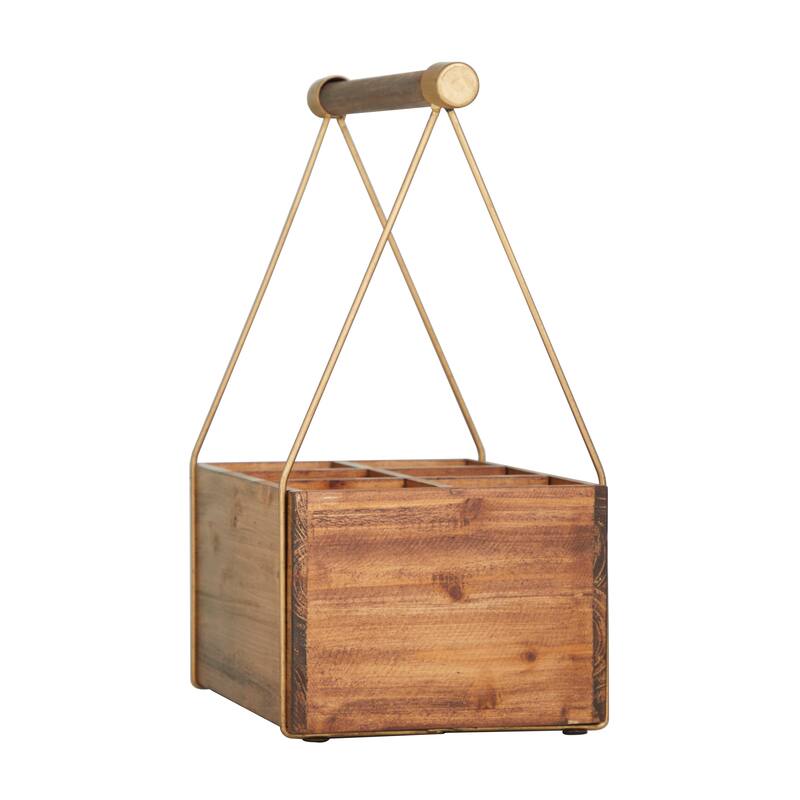 Light Brown Metal Modern Farmhouse Standing Wine Rack - 12 x 8 x 16