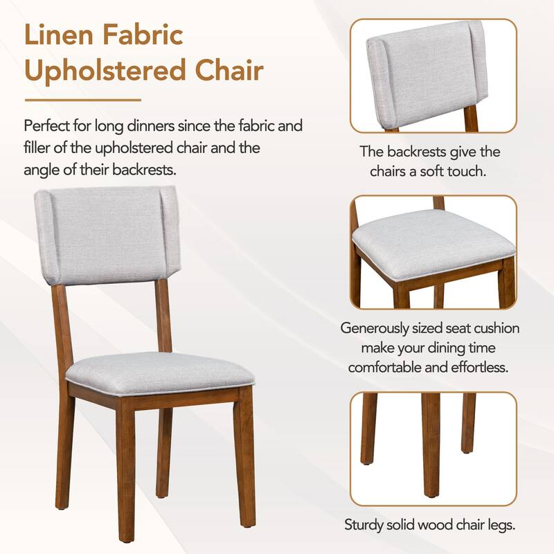 Mid-Century Modern Dining Table and Chair Set Small Apartment Dining Table and Chair Set with Trestle Table Base for Dining Room