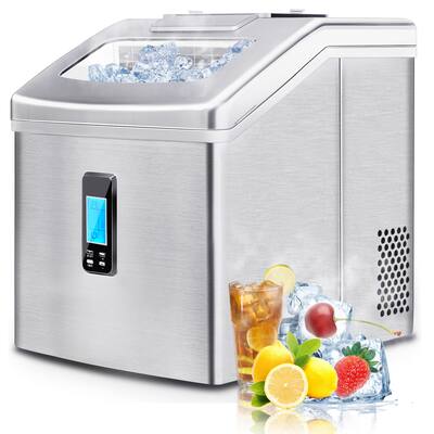 Portable Countertop Ice Maker Machine for Crystal Ice Cubes in 48 lbs/24H with Ice Scoop - 11.2" x 14.4"x 13.8"