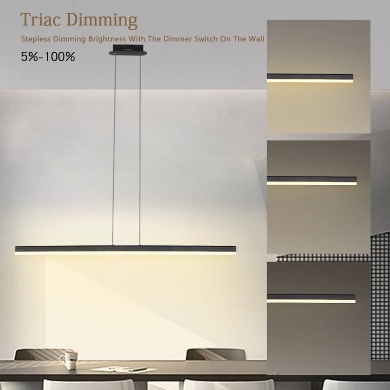 Modern Kitchen Island Dimmable LED Acrylic Linear Pendant Light - Length 47.64''