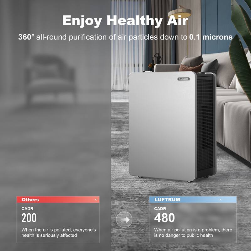 LUFTRUM Air Purifier for Large Room Up to 4646 Sq.Ft Air Filter for Allergies Pets Asthma Smoke Air Cleaner
