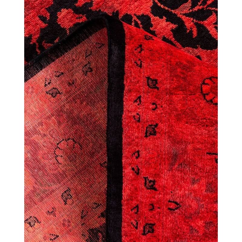 Overton Hand Knotted Wool Vintage Inspired Modern Contemporary Overdyed Red Area Rug - 4' 2" x 6' 1"