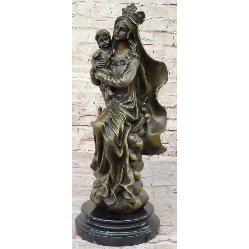 Mother Virgin Mary Madonna Jesus Statue Figurine Bronze Sculpture Home Decor