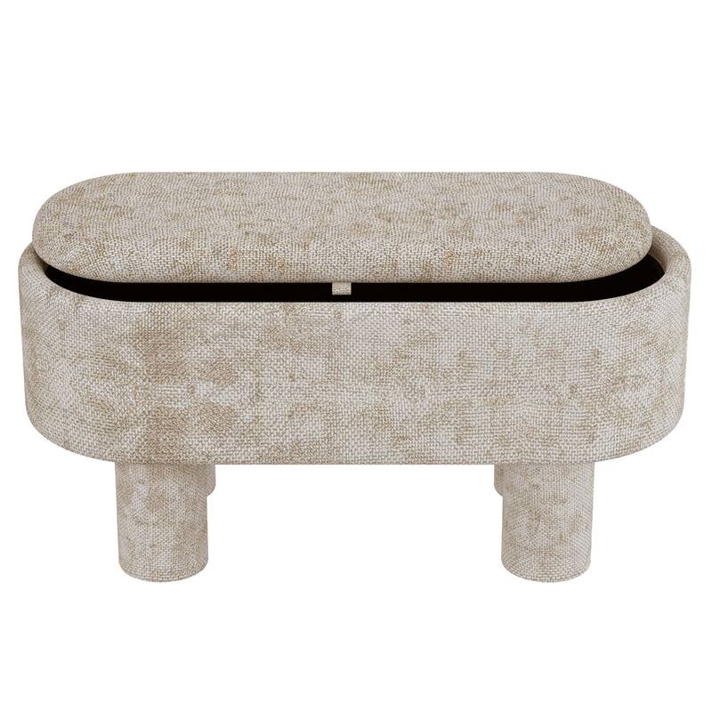 Modern Fabric Storage Ottoman Bench