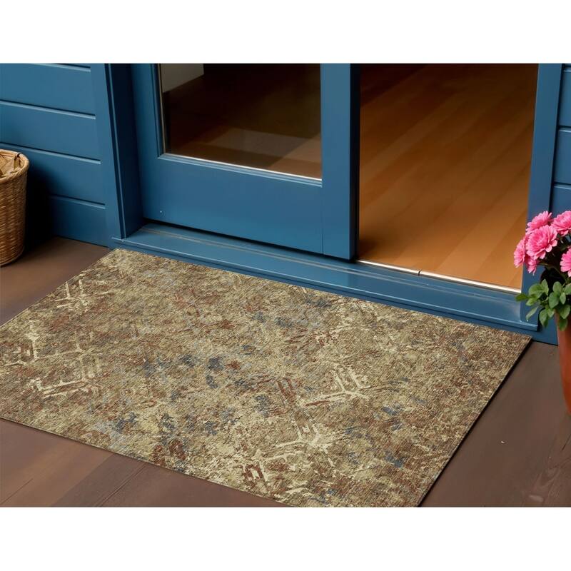 HomeRoots Geometric Transitional Rectangle Outdoor Rug - 3' x 5'