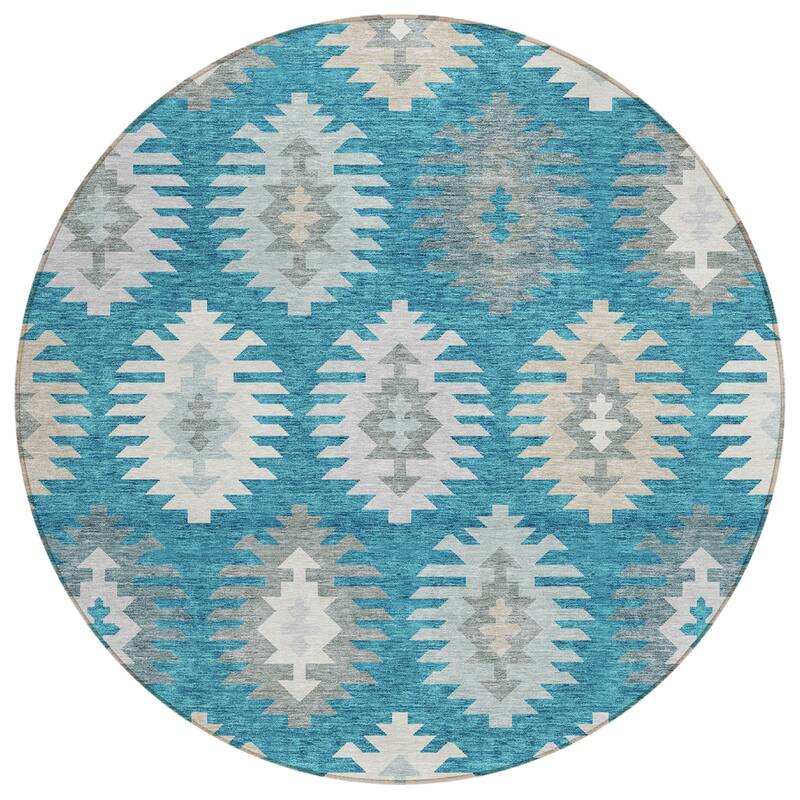 Machine Washable Indoor/ Outdoor Boho Tribal Chantille Rug