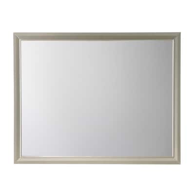 Rectangular Wood Encased Dresser Top Mirror, Champagne Silver