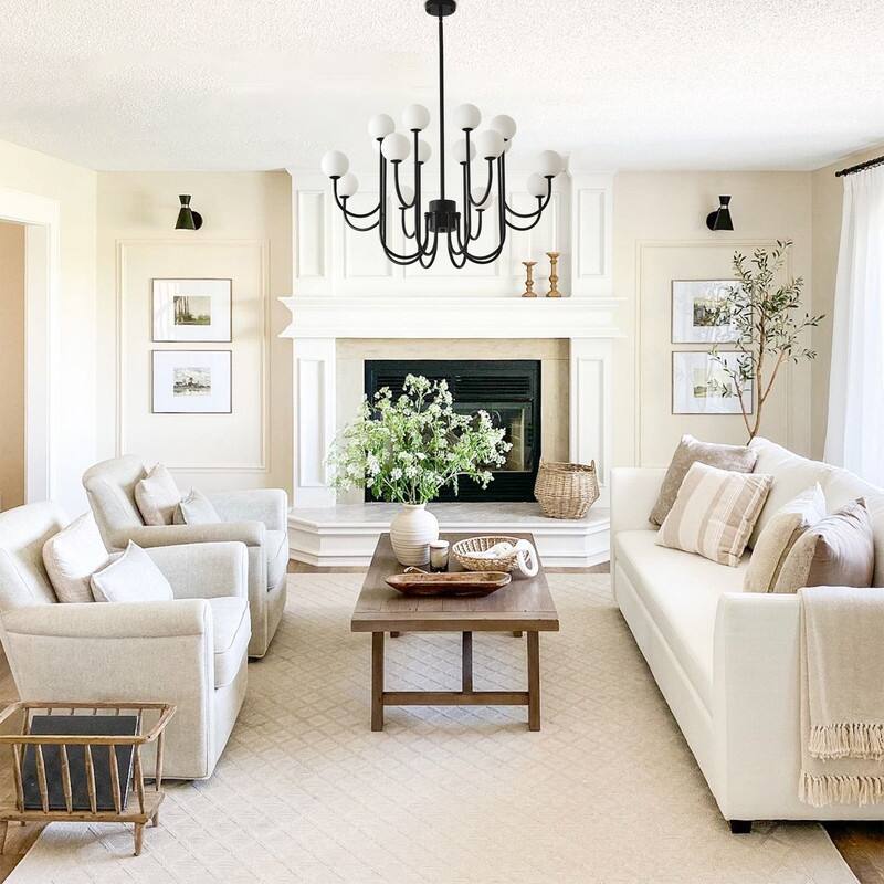Modern Farmhouse Light Fixture 16 Light Black Sputnik Chandelier - 36.61x36.61x72.27in