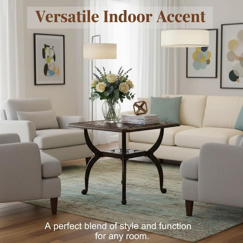 Stylish Aluminum Square Coffee Table for Outdoor Living Room