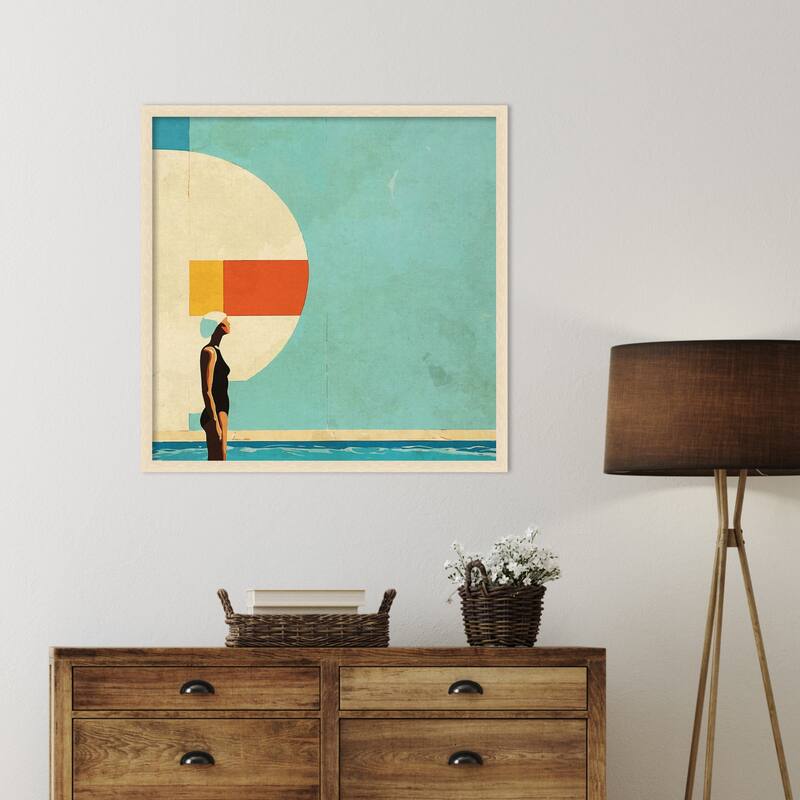 Mid Century Pool by Layla Oz Wood Framed Wall Art Print