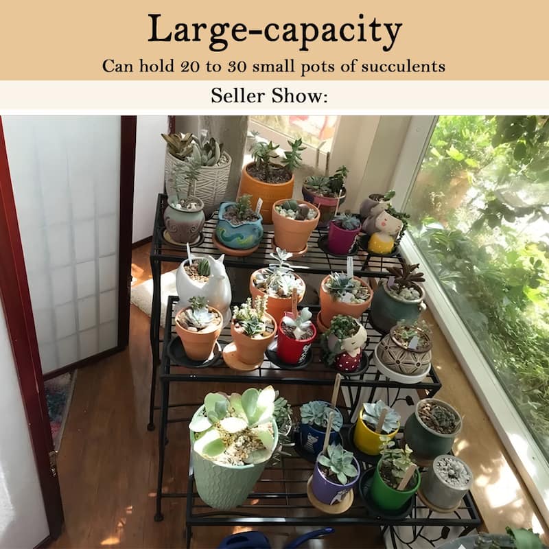 Glitzhome Set of 3 Large-capacity Multifunctional Metal Planter Stands Nesting Side Tables Bakers Racks