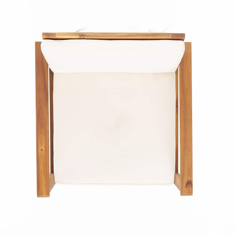 Roomfitters Outdoor Wooden Armchair with Cushioned Seat and Backrest for Patio or Porch, White