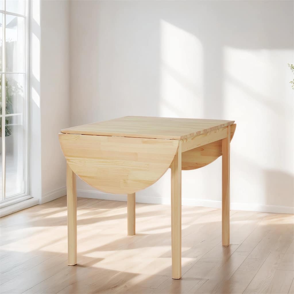 55" Solid Wood Kitchen Table, Drop Leaf Tables, Folding Dining Table
