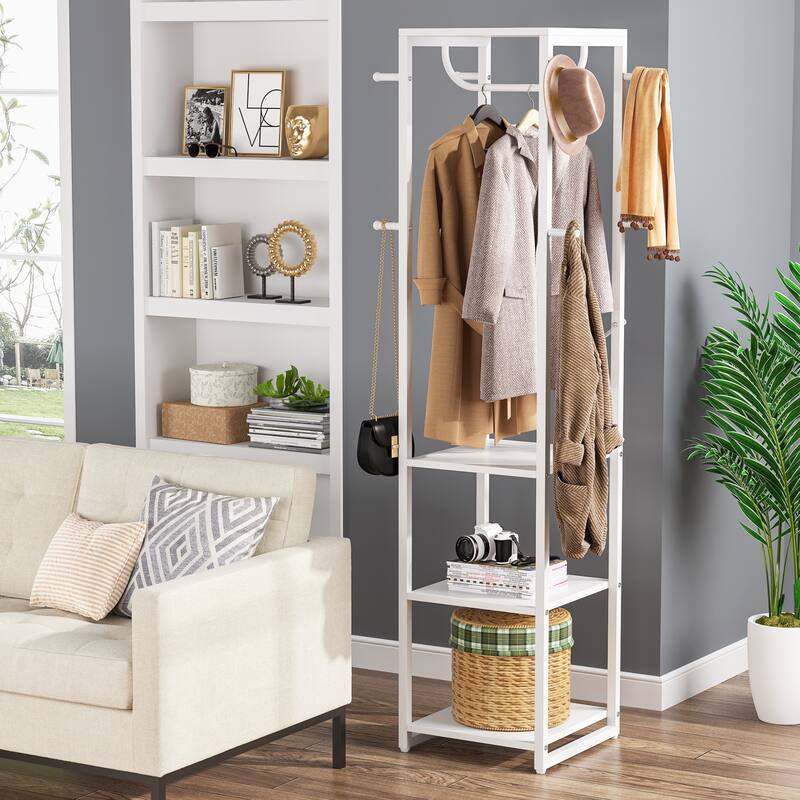 Entryway Free-Standing Coat Rack Stand for Clothes Purse Bag Hat