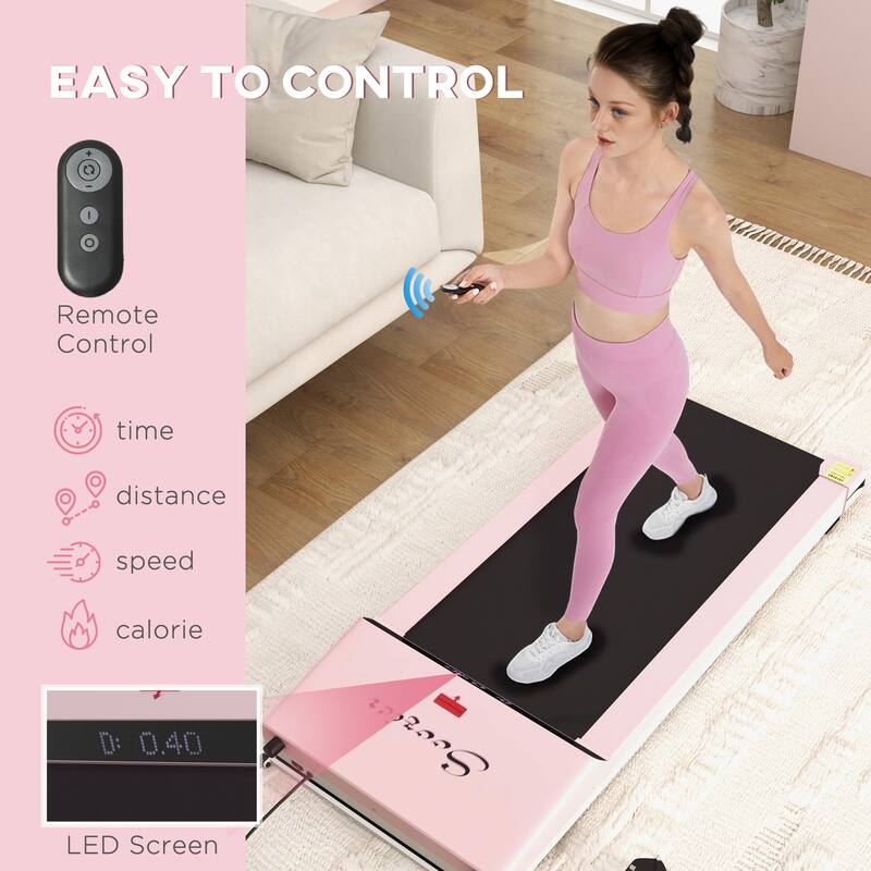 Under Desk Walking Pad Treadmill Portable Running Machine with Remote and Wheels, 2.5HP Walking Jogging Treadmills