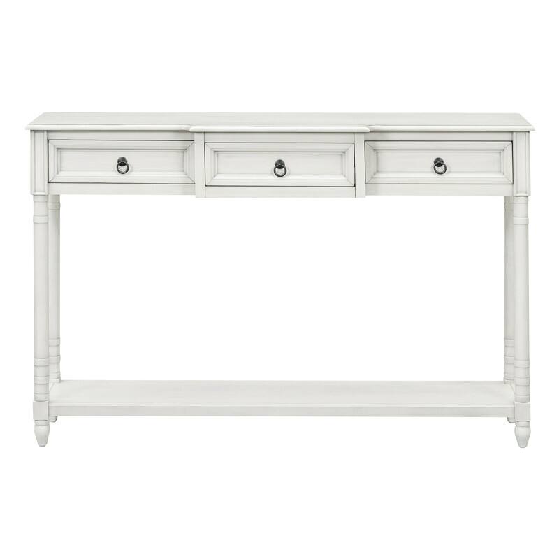 Console Table Sofa Table with Drawers for Entryway with Projecting Drawers and Long Shelf