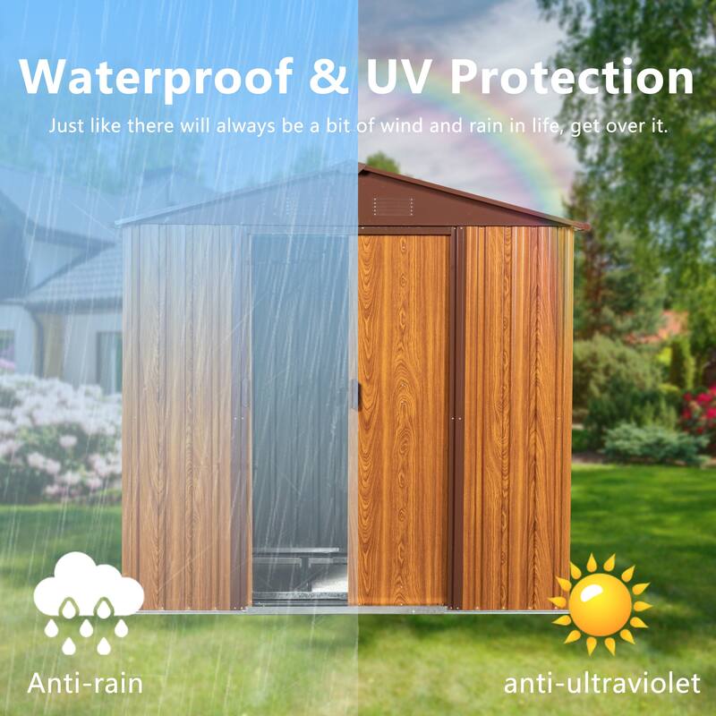 6' X 6' Outdoor Metal Storage Shed with Lockable Door Garden Tool Shed