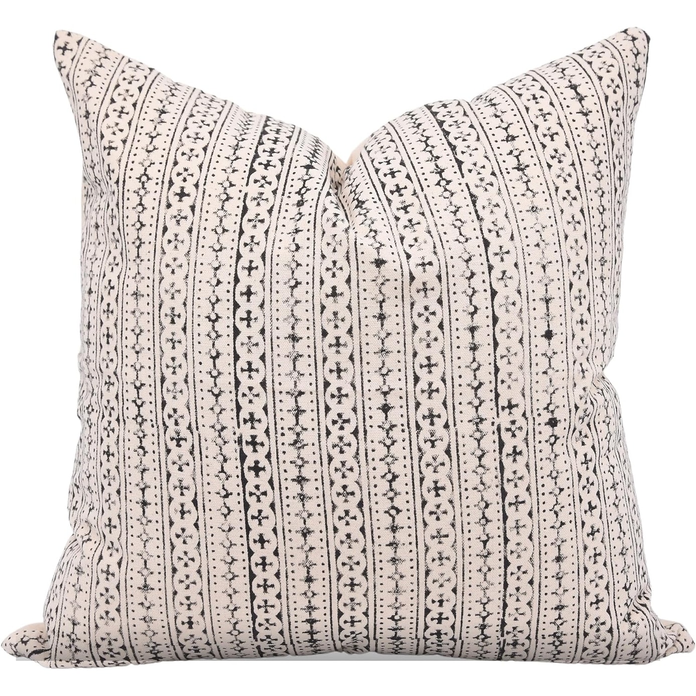 Fabdivine Floral Block Print Cotton Cushion Cover Vintage Home Accent Pillow Black, Doji