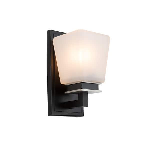 slide 2 of 4, Artcraft Eastwood - 1-Light Bathroom Sconce Black/Brushed Nickel