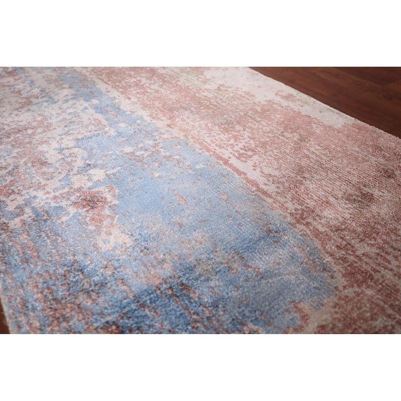 All-Over Abstract Indian Runner Rug Hand-Knotted Wool Carpet - 2'8"x 10'0"