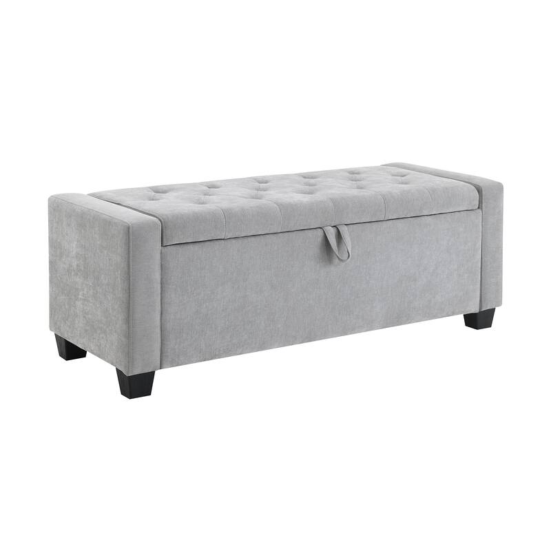 48" Upholstered Storage Ottoman Bench with Button Tufted Diamond Stitch