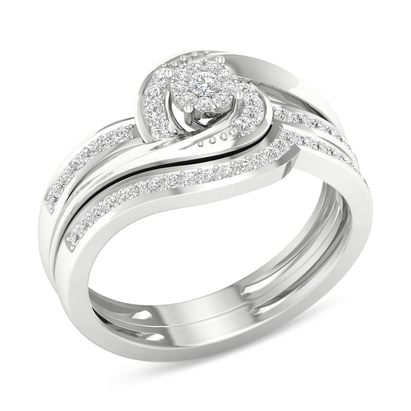1/3ct TDW Diamond Bypass Bridal Set in 10K Gold for Women