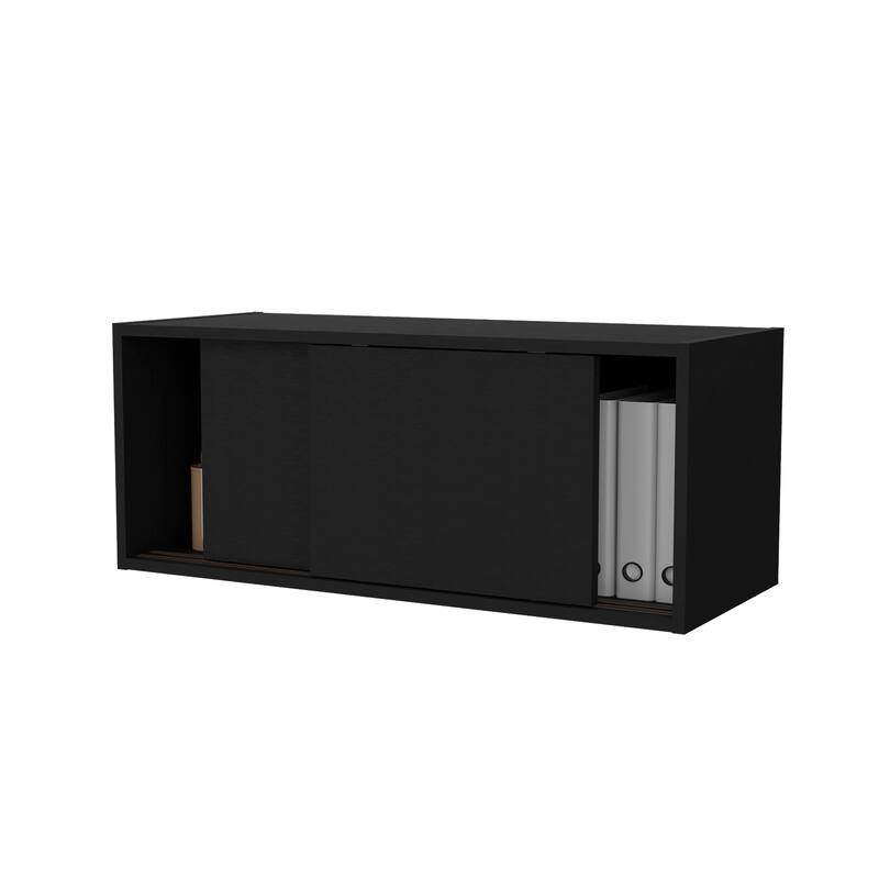 GDFStudio - Morgan Sleek Modern Floating Cabinet with Sliding Door for Efficient Office Storage