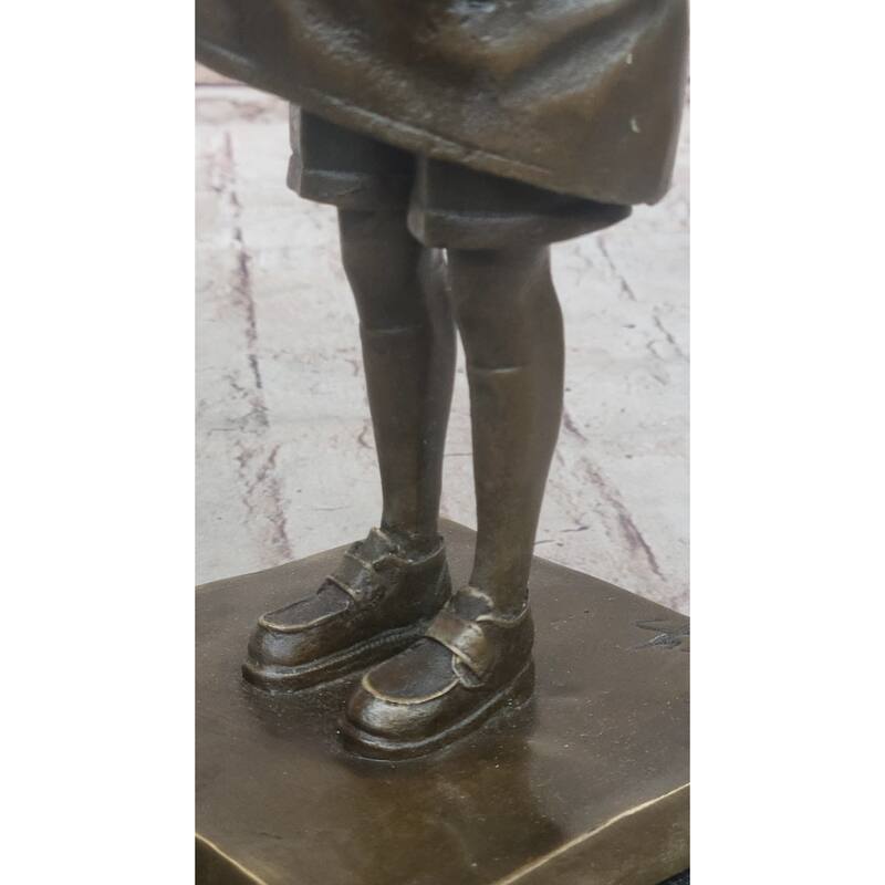 Space Girl And Bird After Banksy - Bronze Sculpture Statue On Marble Base