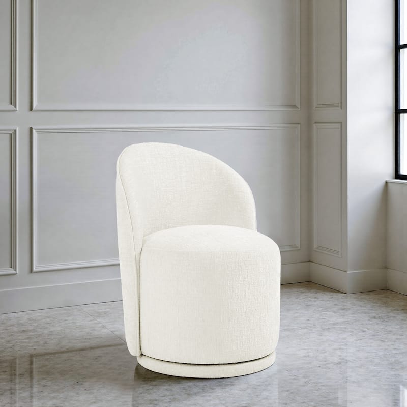 Upholstered Swivel Dining Chair Armless Barrel Chair