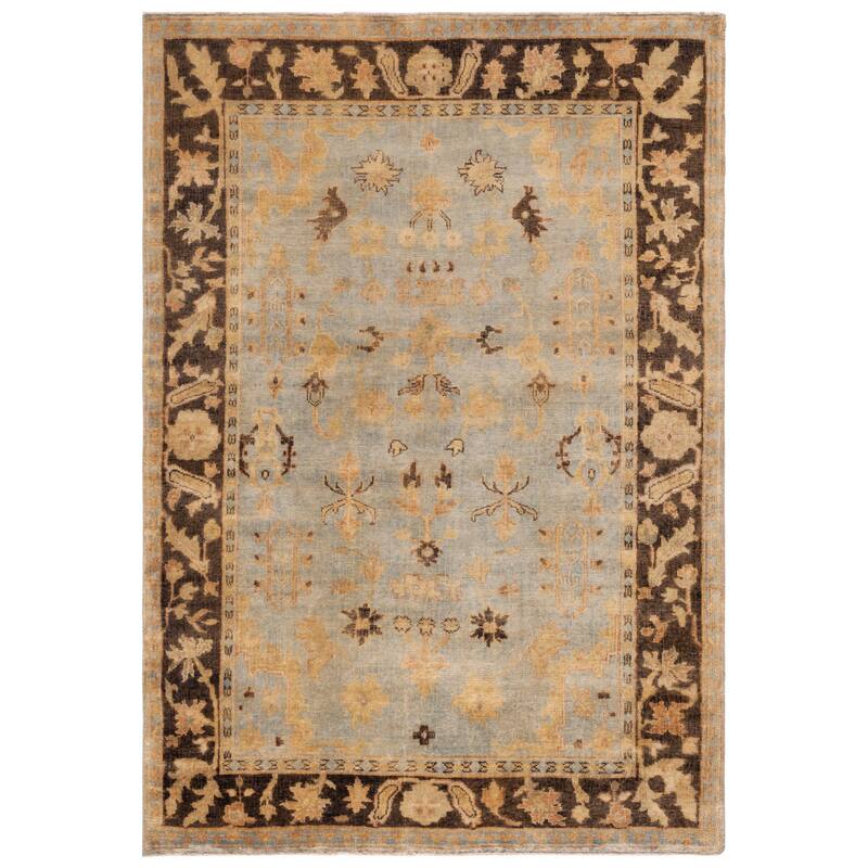 SAFAVIEH Couture Hand-knotted Oushak Brigit Traditional Oriental Wool Rug - 6' x 9' - Light Blue/Brown