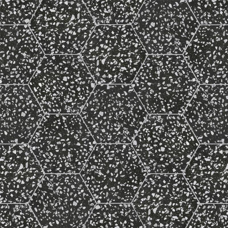 Merola Tile Venice Hex Black 8.63" x 9.86" Porcelain Floor and Wall Tile