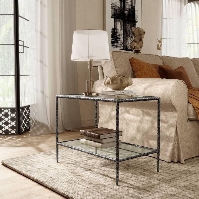 247 Shop At Home Lalia Modern Hammered Metal 1-Shelf End Table - Matte Grey
