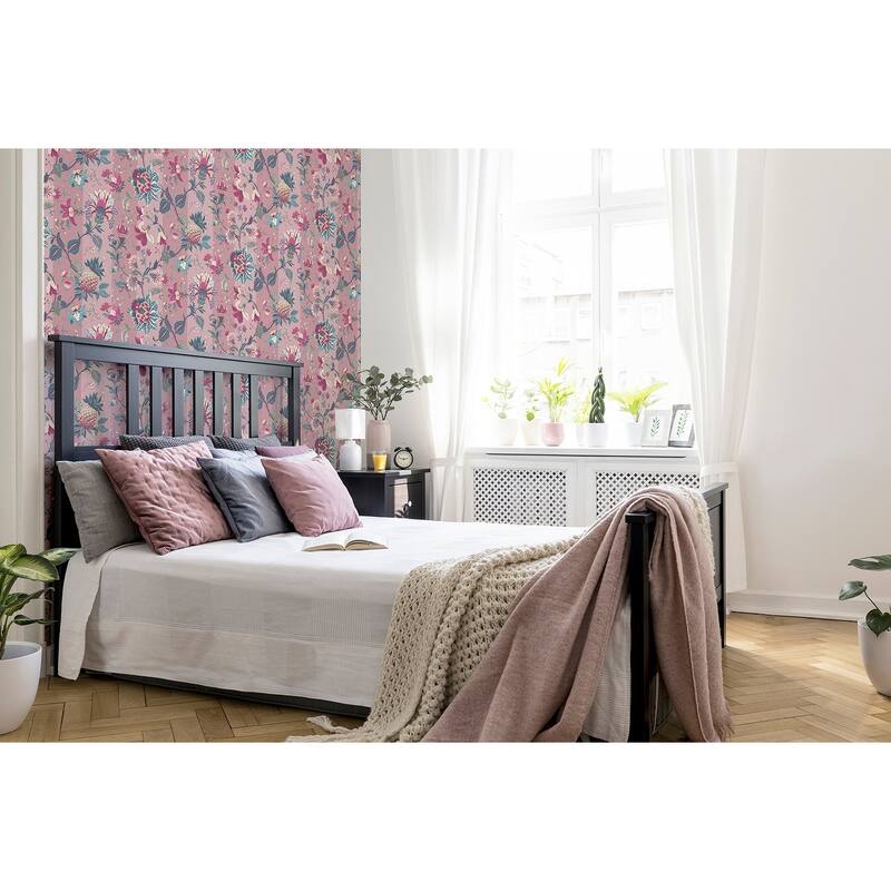 Arthouse Cornelia Pink Floral Stripe Wallpaper