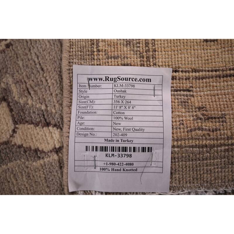 Oushak Turkish Area Rug Vegetable Dye Handmade Wool Carpet - 8'8" x 11'8"