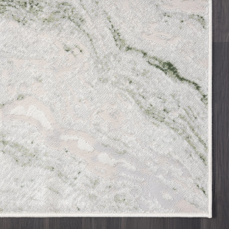 Abani Atlas Collection ATL180A Abstract Grey Green Area Rug