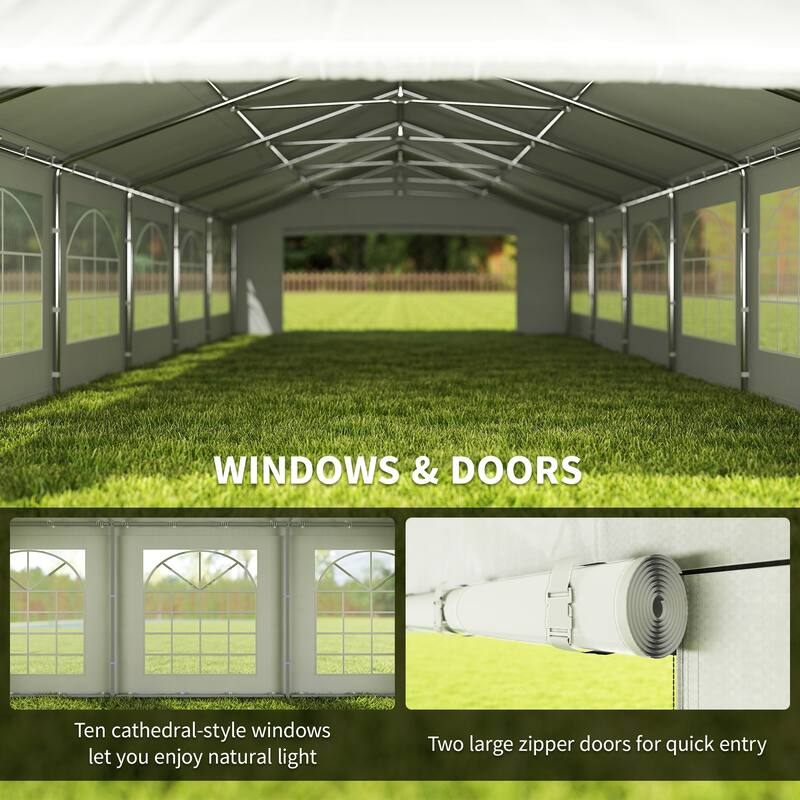 Outsunny 20' x 32' Heavy Duty Party Tent, Large Canopy Tent w/ Removable Protective Sidewalls