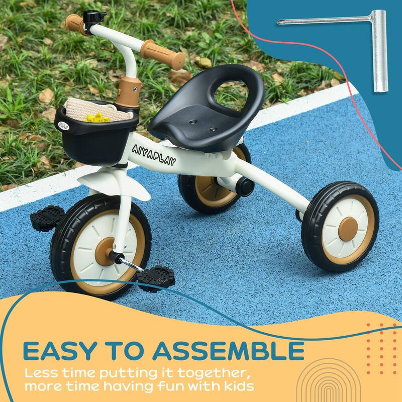 Adjustable Kids Tricycle with Storage Basket and EVA Wheels for Outdoor Play Riding and Toddler Gifts​