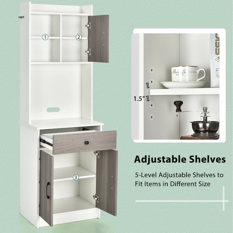 Gymax 3-Door 71'' Kitchen Buffet Pantry Storage Cabinet w/Hutch - See Details